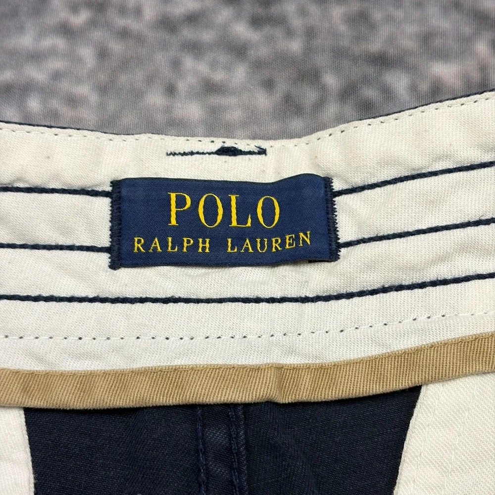 Vintage Polo Ralph Lauren Cargo Shorts Mens 33 Navy Blue Twill Classic Utility